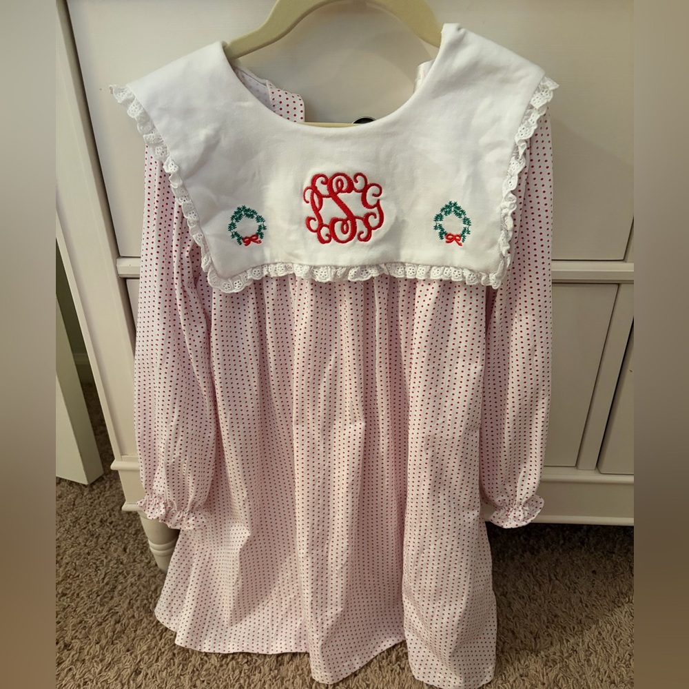 Cecil & Lou Red and White Polka Dot Dress with Monogram